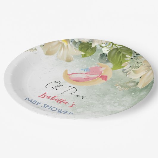 Assiettes En Carton Joli baby shower fleur sauvage de dinosaure dragon (Angle)