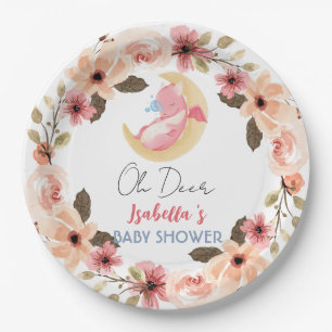 Assiettes En Carton Joli baby shower fleur sauvage de dinosaure dragon
