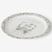 Assiettes En Carton Joli Baby shower Jaune bébé Hippo Foliage (Angle)