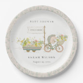 Assiettes En Carton Joli Baby shower Vélo Hérisson Cultivé Localement (Devant)