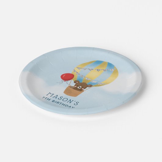 Assiettes En Carton Joli ballon à air chaud Boy fête d'anniversaire (Angle)