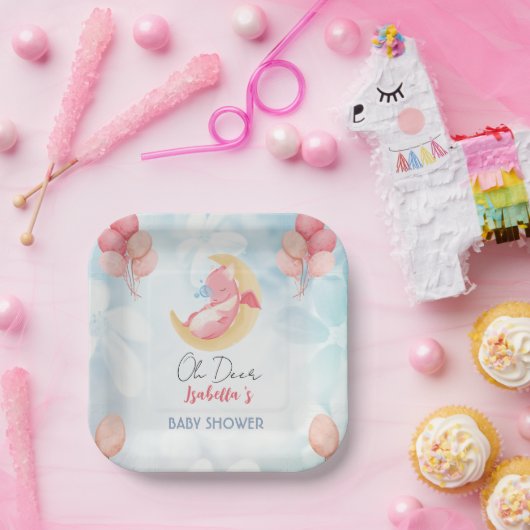 Assiettes En Carton Joli bébé dragon dinosaure Balloon baby shower (Fête)