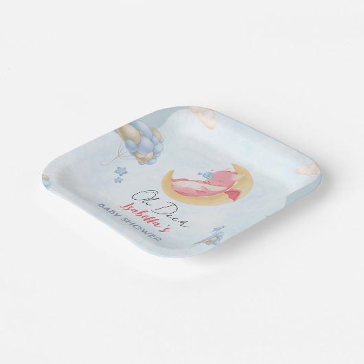 Assiettes En Carton Joli bébé dragon dinosaure Balloon baby shower (Angulaire)