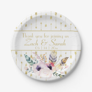 Assiettes En Carton Joli Boho Bouquet Mariage
