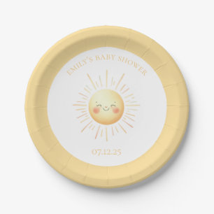 Assiettes En Carton Joli Boho Jaune Souriant Baby shower soleil