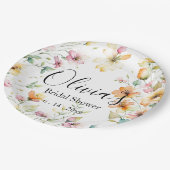 Assiettes En Carton Joli Boho Orange rose Aquarelle Fleurs sauvages (Angle)