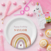 Assiettes En Carton Joli Boho Rainbow Peach Blush Anniversaire (Fête)