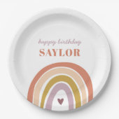 Assiettes En Carton Joli Boho Rainbow Peach Blush Anniversaire (Devant)