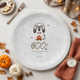 Assiettes En Carton Joli BOO effrayant ! Fête d'Halloween à l'aquarell
