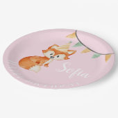 Assiettes En Carton Joli Boulon rose d'anniversaire de Fox mignonne (Angle)