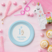 Assiettes En Carton Joli Bunny & Balloon bleu Joyeux Anniversaire 1er (Fête)