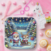 Assiettes En Carton Joli Cartoon Père Noël et Reindeer Noël (Fête)