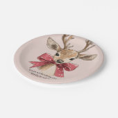 Assiettes En Carton Joli Cerf avec Bow rouge Neutre Noël (Angle)