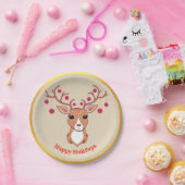 Assiettes En Carton Joli Cerf de Noël (Fête)