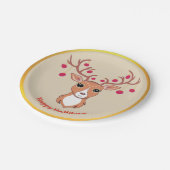 Assiettes En Carton Joli Cerf de Noël (Angle)