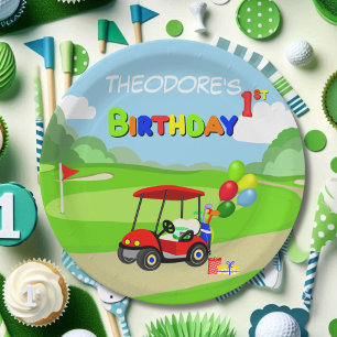 Assiettes En Carton Joli chariot de golf rouge pour garçon de 1 an