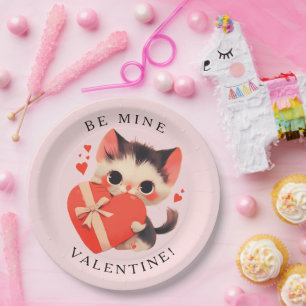 Assiettes En Carton Joli Chat Noir Vintage Sois Mien Saint-Valentin