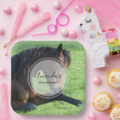 Assiettes En Carton Joli Cheval Brown allongé dans l'herbe Anniversair (Fête)