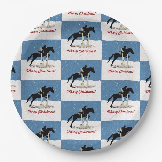 Assiettes En Carton Joli Cheval équestre Noël (Devant)
