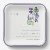 Assiettes En Carton Joli Chic Monogram Violet Floral Bunal Mariage (Recto)