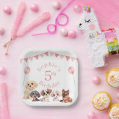 Assiettes En Carton Joli Chien Chien Rose fille Anniversaire (Fête)