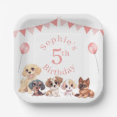 Assiettes En Carton Joli Chien Chien Rose fille Anniversaire (Recto)