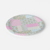 Assiettes En Carton Joli chien rose Rose Faux Patchwork Papier Plaque (Angle)