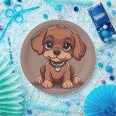 Assiettes En Carton Joli chiot brun (Fête)