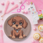 Assiettes En Carton Joli chiot brun (Fête)