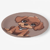 Assiettes En Carton Joli chiot brun (Angle)