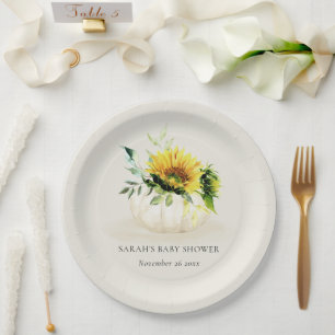 Assiettes En Carton Joli Citrouille de tournesol rustique Baby shower 