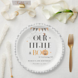 Assiettes En Carton Joli Citrouille Halloween Little Boo Anniversaire 