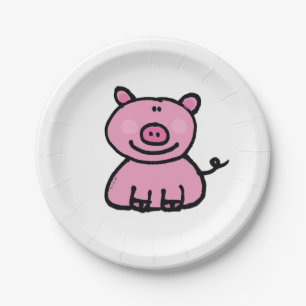 Assiettes En Carton Joli Cochon Rose Dessin Animé