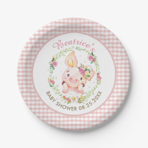 Assiettes En Carton Joli Cochon Rose Piggy Baby shower Floral Annivers