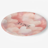 Assiettes En Carton Joli Coeur rose et blanc Aimer (Angle)