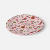 Assiettes En Carton Joli couleur rose de Noël rétro (Angle)