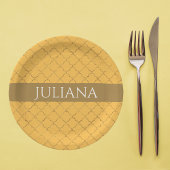 Assiettes En Carton Joli Daffodil Gold Quatrefoil Personnalisé