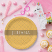 Assiettes En Carton Joli Daffodil Gold Quatrefoil Personnalisé (Fête)