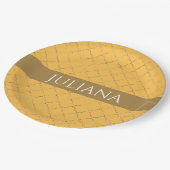 Assiettes En Carton Joli Daffodil Gold Quatrefoil Personnalisé (Angle)