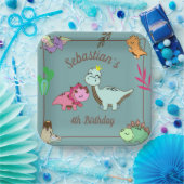Assiettes En Carton Joli Dinosaures Anniversaire Plaques papier de fêt (Fête)