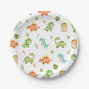 Assiettes En Carton Joli Dinosaures Party T-Rex Brontosaurus