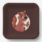 Assiettes En Carton Joli écureuil en caricature avec une cacahuète (Recto)