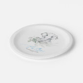 Assiettes En Carton Joli Eléphant Vert Oh Baby shower Garçon (Angle)