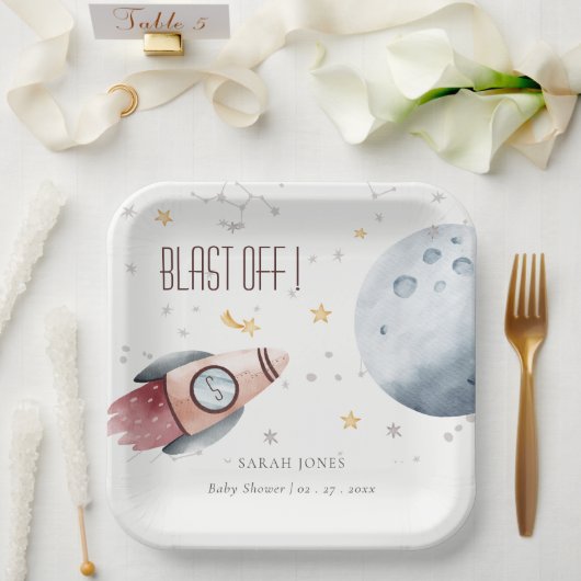 Assiettes En Carton Joli espace extra-atmosphérique Planète étoile Bab (Mariage)