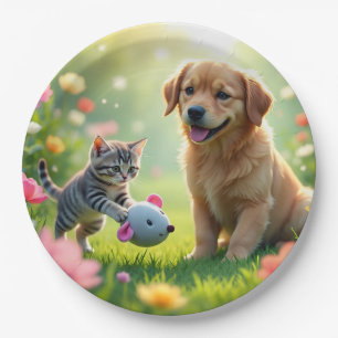 Assiettes En Carton Joli et beau design chat et chien sur