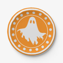 Joli fantôme Halloween effrayant orange et blanc
