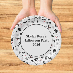 Assiettes En Carton Joli Fantôme Spooky Halloween Fille Rose
