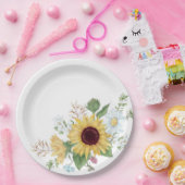 Assiettes En Carton Joli Fleur sauvage avec tournesol et marguerite (Fête)