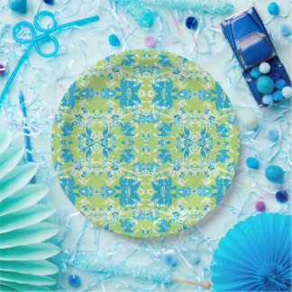 Assiettes En Carton Joli floral de lys vert bleu sans couture