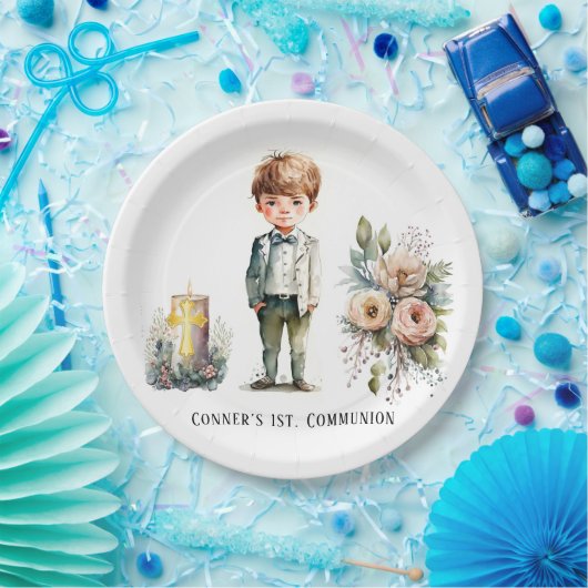 Assiettes En Carton Joli garçon 1er. Communion (Fête)